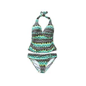 La Blanca Tankini Swimsuit Green Multicolor Zigzag Chevron Pattern Small 4/6